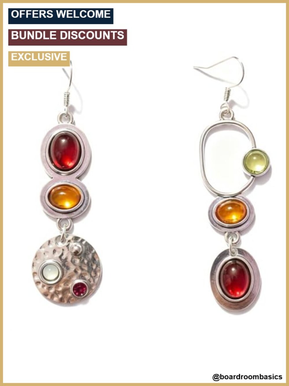 Boho Mismatched Natural Stone Drop Dangle Earrings Women